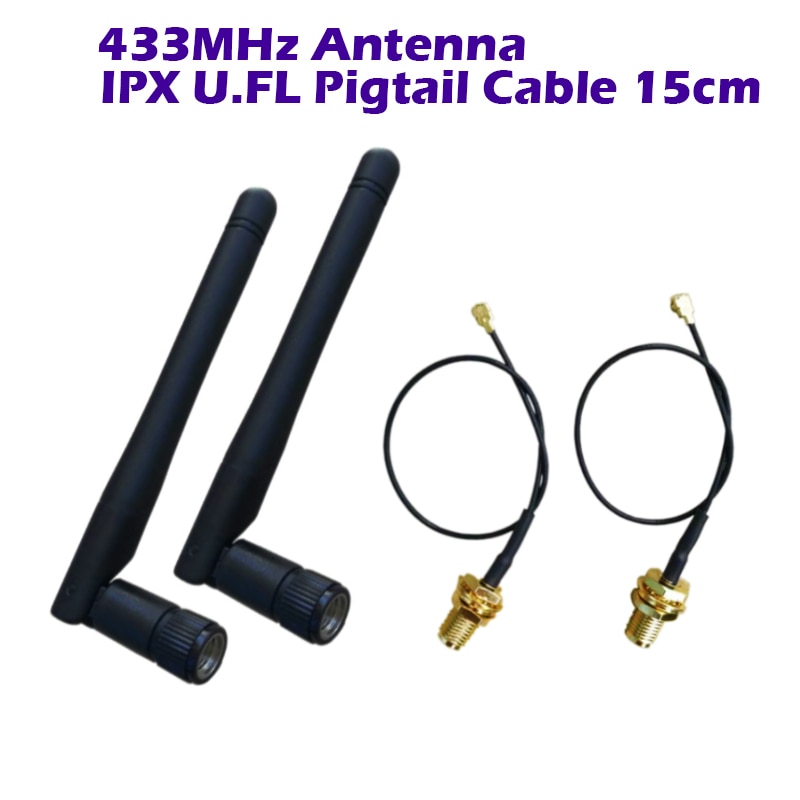 Antena omni-direcional do lorawan de cerxus 433mhz para o módulo do rf, wifi, dente azul, zigbee, 15cm ipx ipex u. fl ao cabo fêmea de sma