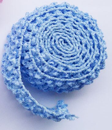 1.5 Inch Wide Crochet Headband Elastic Bands 1 Meter For Tutu Skirts Hair Bands Crochet Elastic Waistband By The Meter: Light blue 1 meter