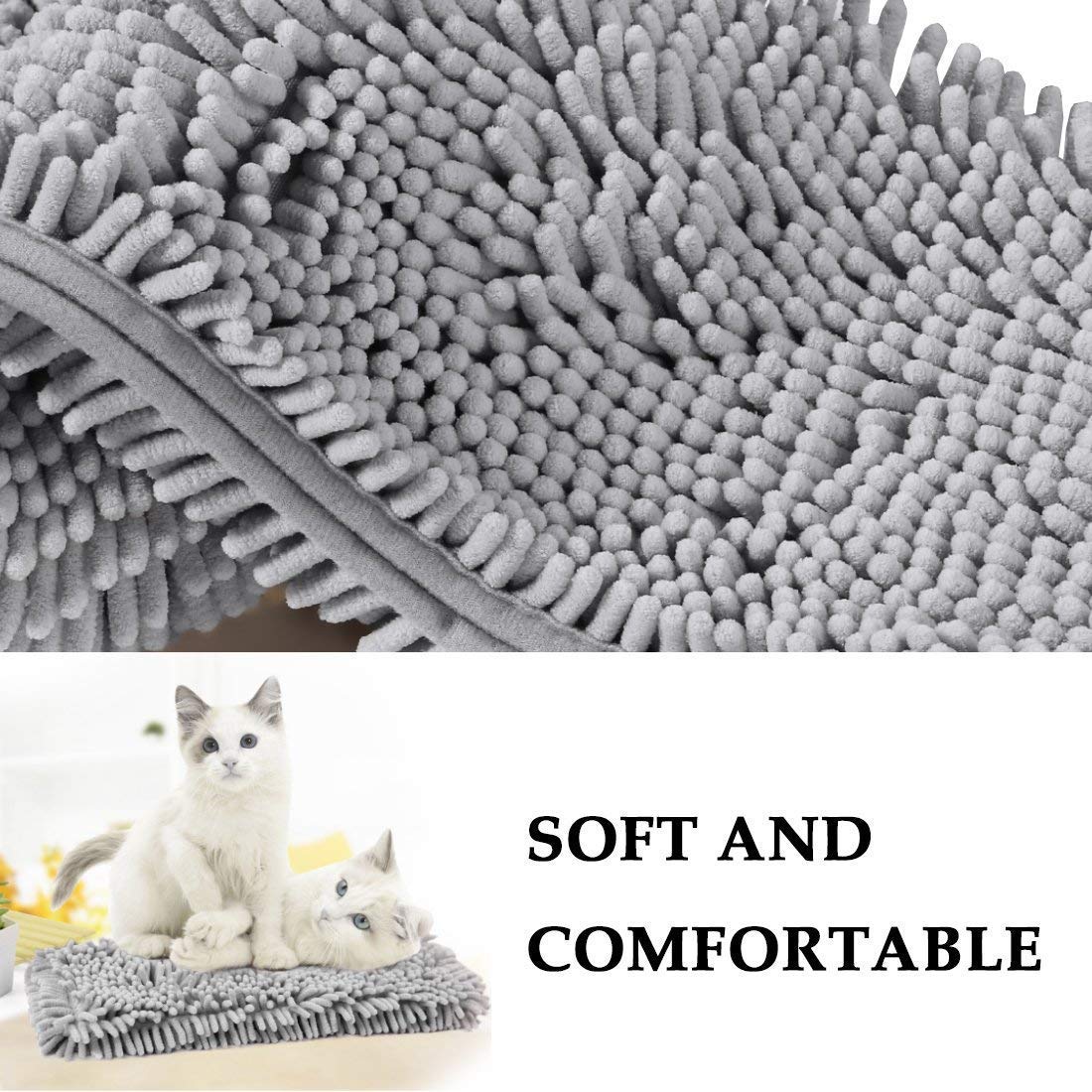 Absorbent Pet Bath Towel with Hand Pockets Microfibre Dog Drying Towel with 3 Sizes Chenille Fabric Machine Washable Pet Towels