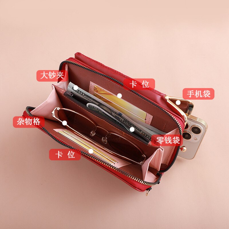 Clip Phone Pocket Shoulder Bag for Women Soft Pu Leather Female Small Crossbody Bags Ladies Messenger Purse Handbag