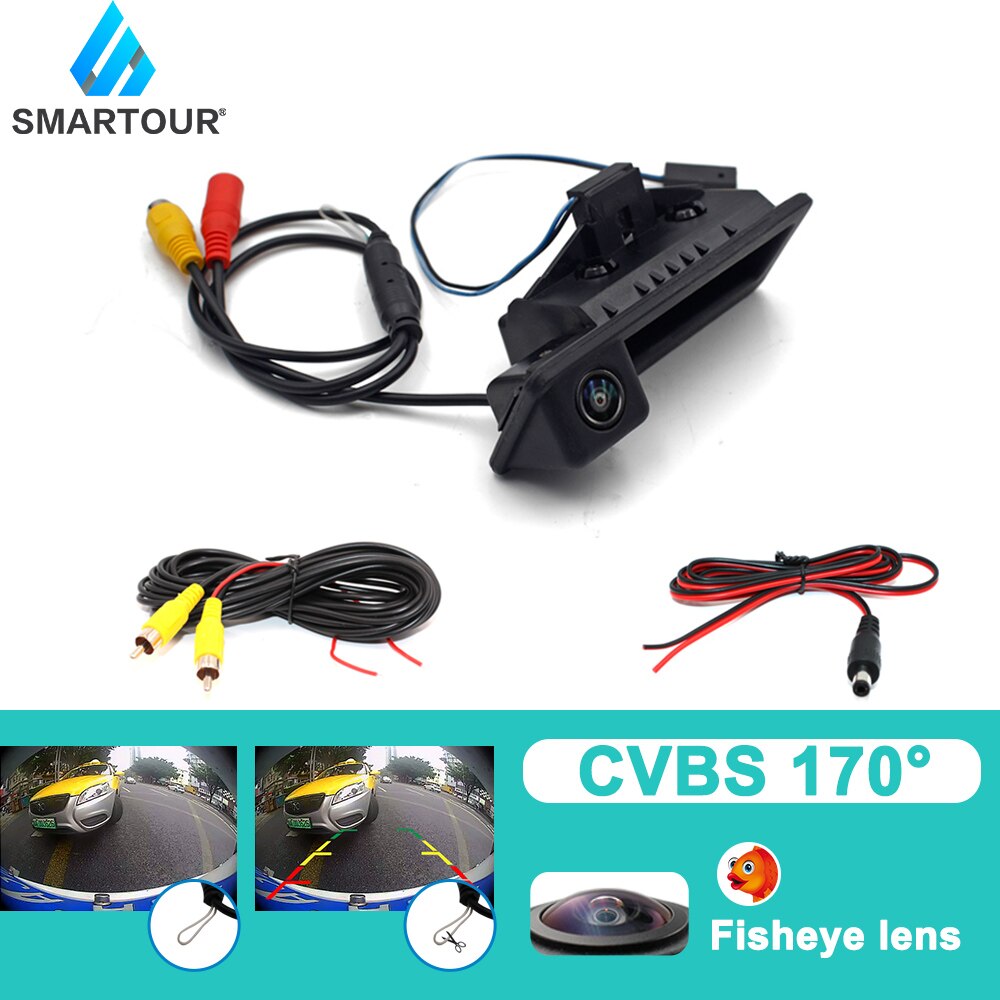 Vehicle HD 1080P Fisheye Track Car Reverse Backup Trunk Handle Camera For BMW 3 Series 5 Series X5 X6 E46 E39 E60 E70 E82 E90: Fisheye lens