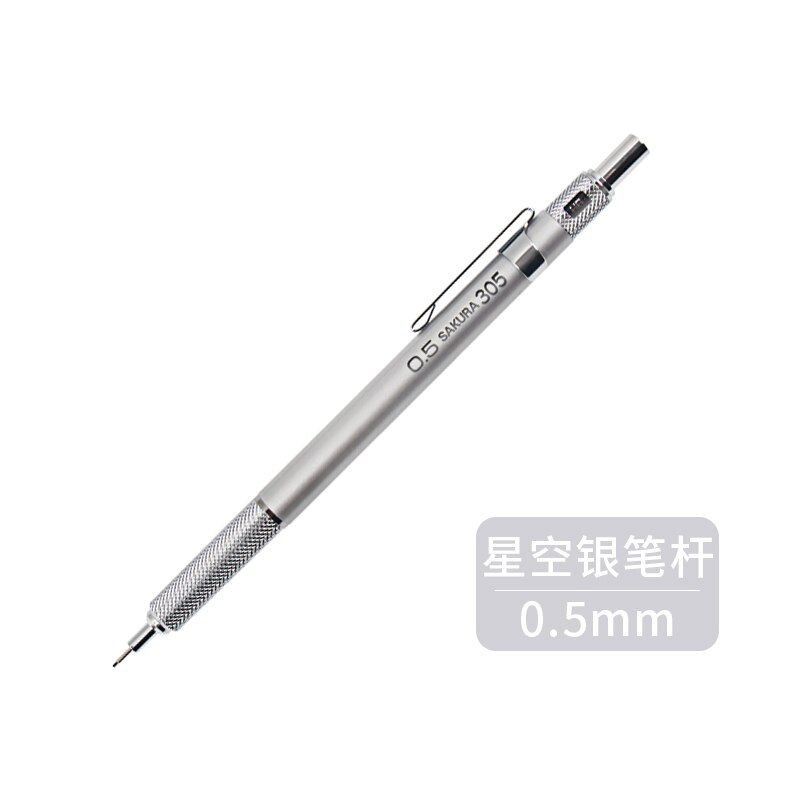Lápices mecánicos Sakura, lápiz de dibujo bocetos, Oficina, Papelería, Material Escolar, lápices mecánicos de Metal, varilla de 0,3/0,5mm, XS-303: 0.5mm Silver