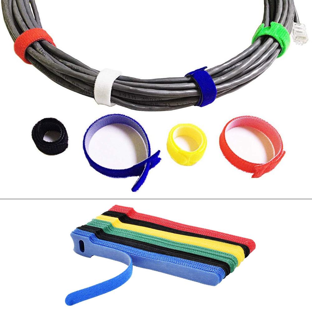 50 stk nylon kabelbindere klæbende fastgørelsesanordning genanvendelig magisk klæbende tape krog strømkabel loop markørrem indpakker trådkæde