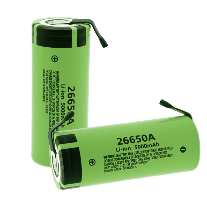 Original High Capacity 26650A 26650 5000mAh lithium battery for Flashlight power Bank Li-ion Rechargeable Batteries+nickel sheet