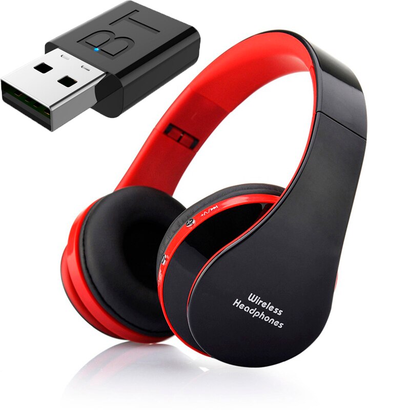 Bluetooth TV Headset, HiFi bluetooth Headphone Deep Bass Wireless TV Headphone with Transmitter Stick For TV Computer Phone: Red
