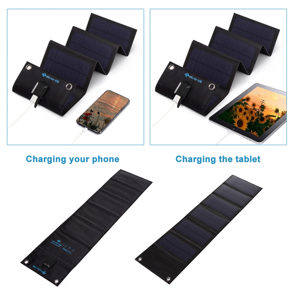 MS9 Portable Solar Charger Opvouwbare Zonne-energie Opladen Panel IPX4 Camping Telefoon Oplader Outdoor Gebruik IPX4 Voor Smartphones Tablet