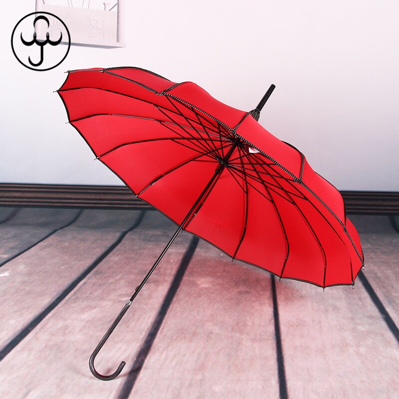 Parapluie de pagode à un point, longue poignée, pare-soleil pour princesse, enveloppé, photographie créative, rétro, ensoleillé, pluie: red