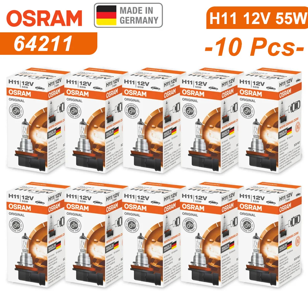 OSRAM Original H11 12V 55W 64211 PGJ19-2 ligne voiture halogène phare Auto ampoule 3200K lampe Standard OEM fabriqué en allemagne