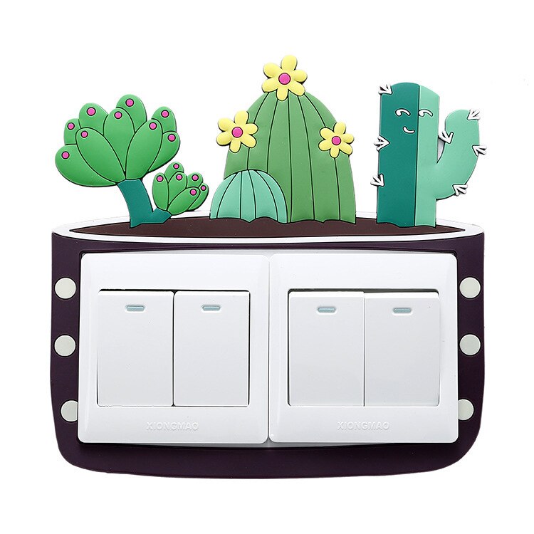 Duplo interruptor aberto adesivos luminoso tridimensional macio plástico pvc carnudo interruptor capa protetora adesivos de parede decorações: AA