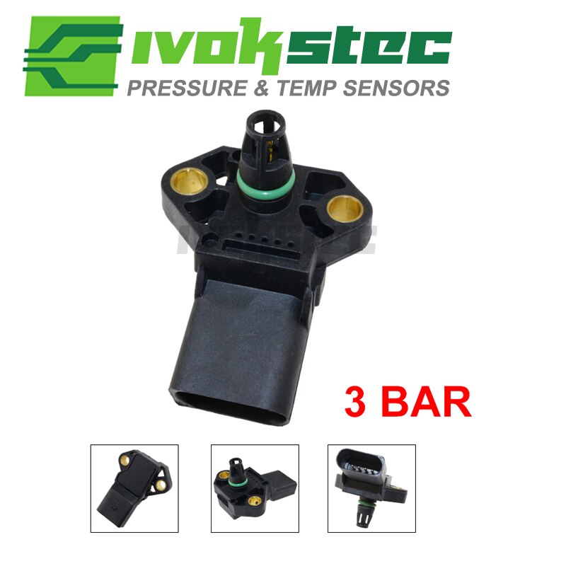 3 Bar Intake Air Boost Pressure MAP Sensor Drucksensor For VW Beetle Golf Jetta Passat Touareg Tiguan CC 1.9 2.0 3.0 5.0 Tdi