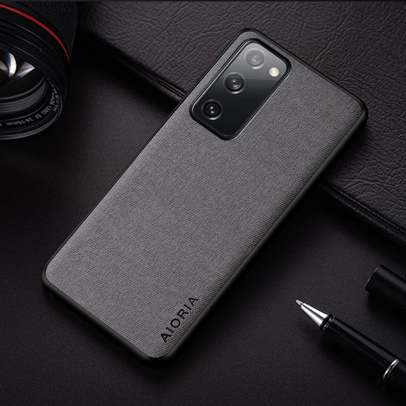 Schutzhülle für samsung Galaxis s s20 fe s20 Ultra Plus, schlichte, einfarbige schutzhülle aus textilleder, stoßfest, mit rückseite: Samsung  s20 Plus / Hellgrau