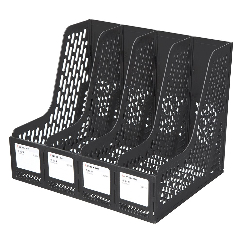 Comix Magazine Holder, 4 Compartments File Holder Desktop File Sorter Document Divider Organizer Box, B2024 (Black): Default Title