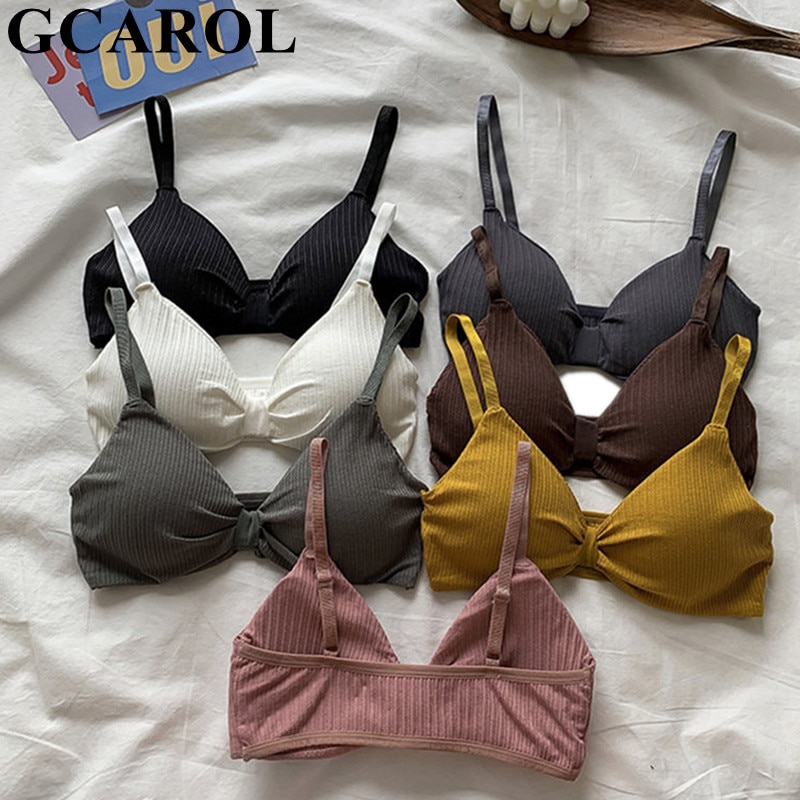 GCAROL Women V Neck Adjustable Strap Bra Gather NO Steel Ring Sports Yoga Sexy Padded Brassiere Push Up Stretch Bra For 4 Season