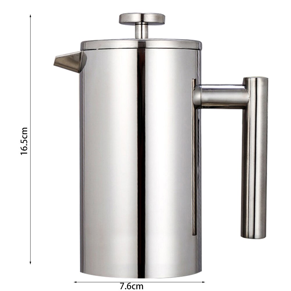 Stainless Steel 304 French Press Pot European-style Filter Press Hand-made Coffee Pot Double-layer Brewing Teapot With Filter