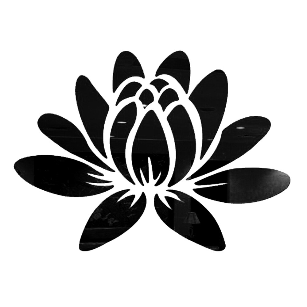 3D Acrylic Mirror Lotus Flower Wall Sticker Wall Decal Modern Stickers Mural Home Bedroom TV Background Decoration: Black