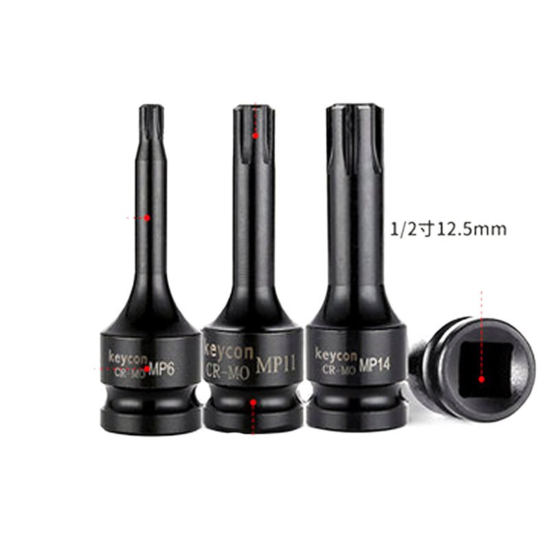 One Pcs 1/2" Universal Air Socket Adopter Torx Bit Socket Drive Star Bit MP6-MP14 Bicycle Auto Repair Wrench Tool