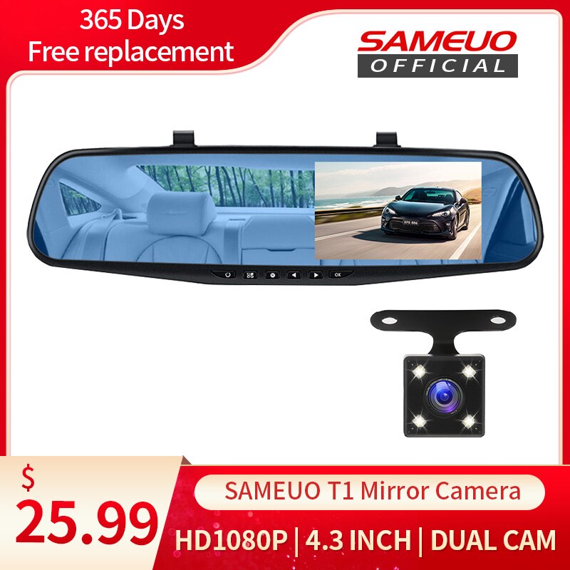 Spiegel Cam Auto Dvr Met 2 Cam Video Recorder Dash Cam FHD1080P Dashcam 4.3Inch Spiegel Camera Auto Dvr Recorder reverse Camera