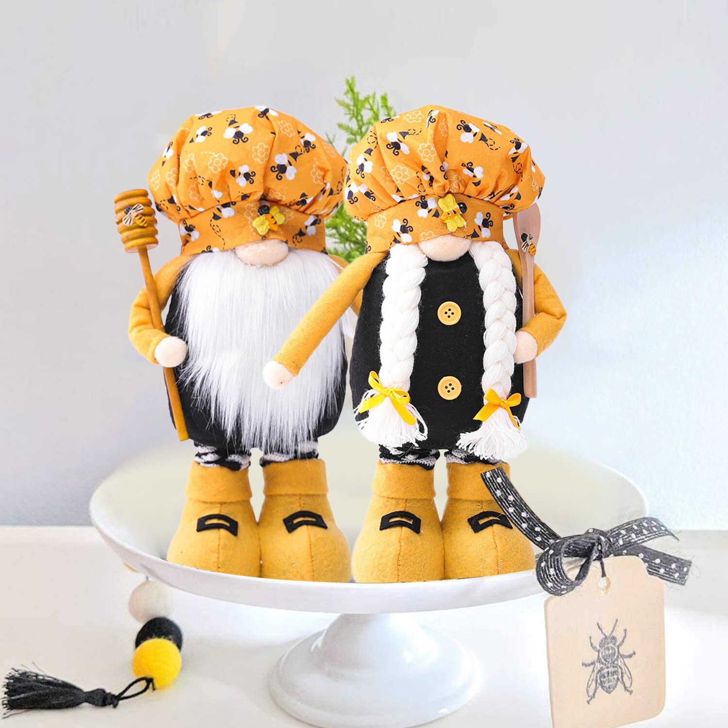 4 #2 Stuks Nordic Bumble Bee Gestreepte Gnome Citroen Faceless Pop Opknoping Ornament Pop Decoratieve Pluche Pop Engeltje hangend