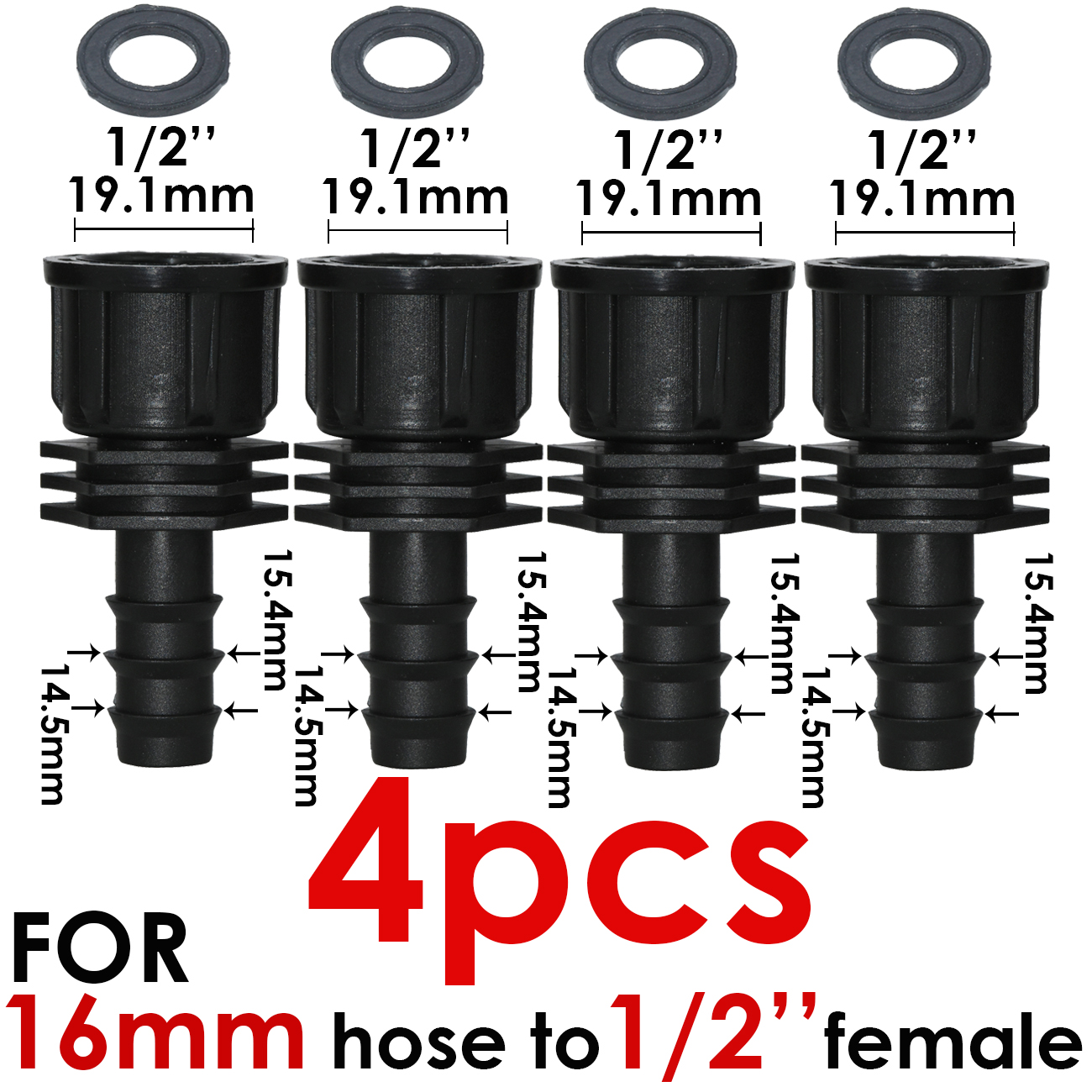 KESLA 4pcs Female Thread Connector 1/2 3/4" to Barb 16mm 20 25 PE Hose Adapter Irrigation Planter Drip System Garden Pipe Repair: Brown