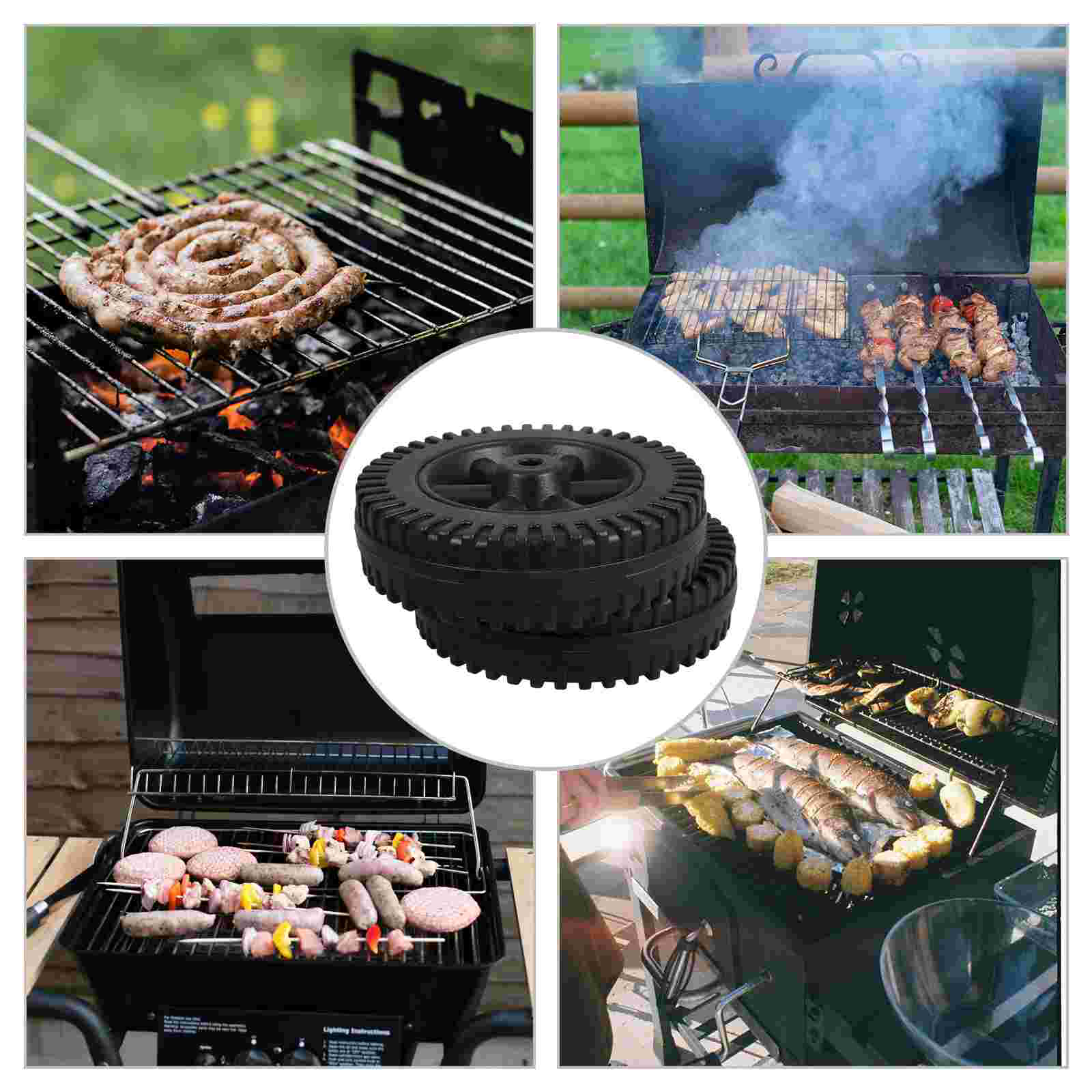 Ruedas para parrilla de barbacoa de alta resistencia, piezas de repuesto de 6 pulgadas para parrillas, refrigeradores y carritos de utilidad, color negro, 2 uds.