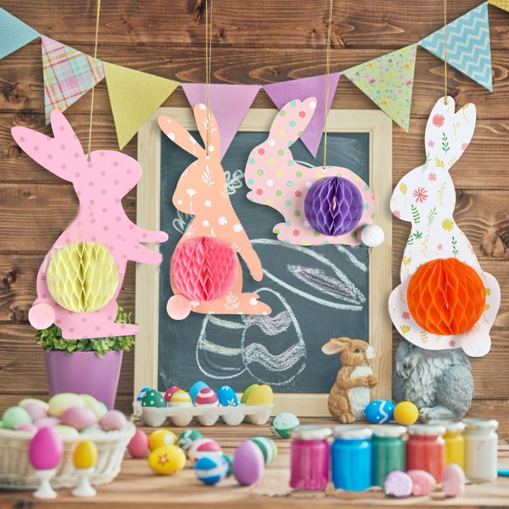 Easter Hanging Swirl Decorations Ceiling Hanging decor Easter Bunny Eggs Chick Carrot for Home Office School Easter Party decor