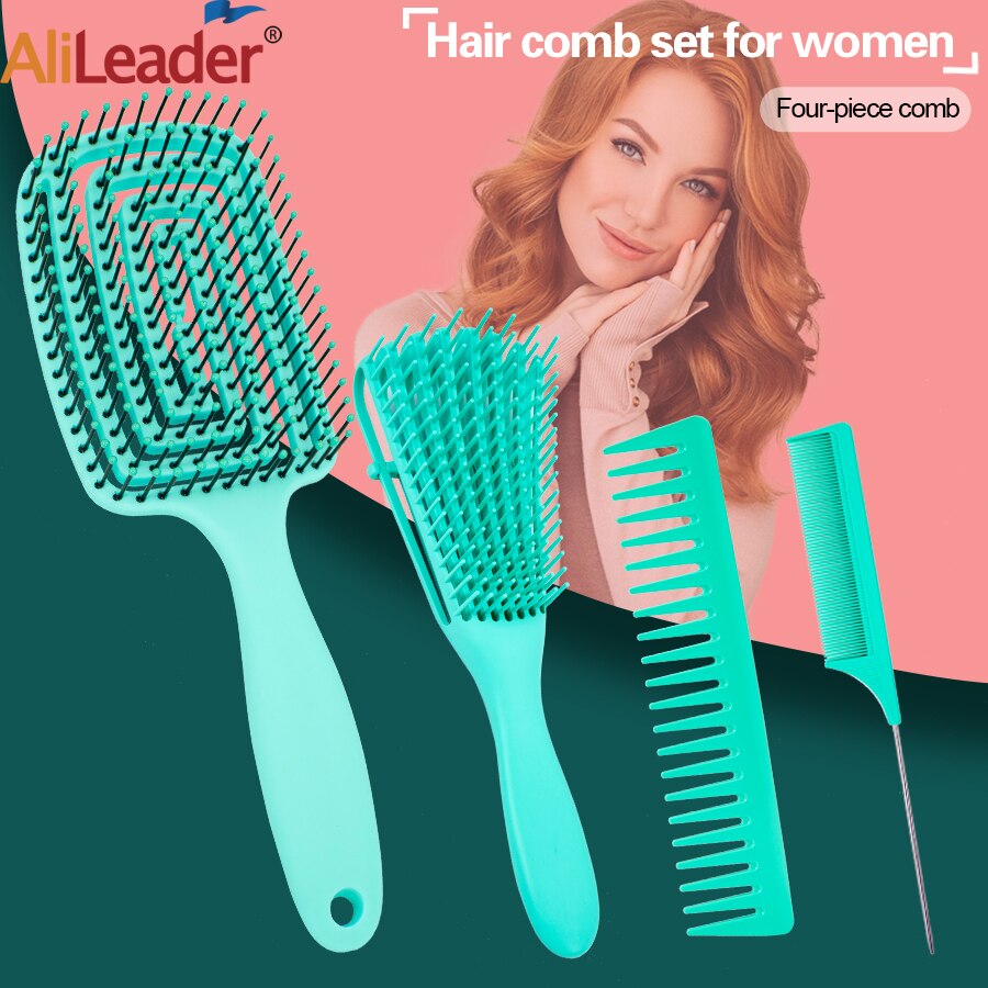 Hair Detangling Brush For Easy Detangler Curly Hair Scalp Massage Hair Comb For Afro Textured Wet Dry Kinky Wavy Hair Women