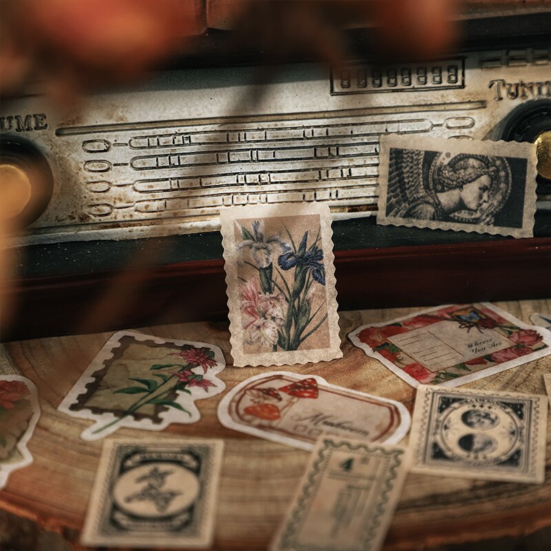 Vintage Medieval Stamps Floral Letter Mini Sticker Package DIY Diary Junk Journal Decoration Label Sticker Album Scrapbooking