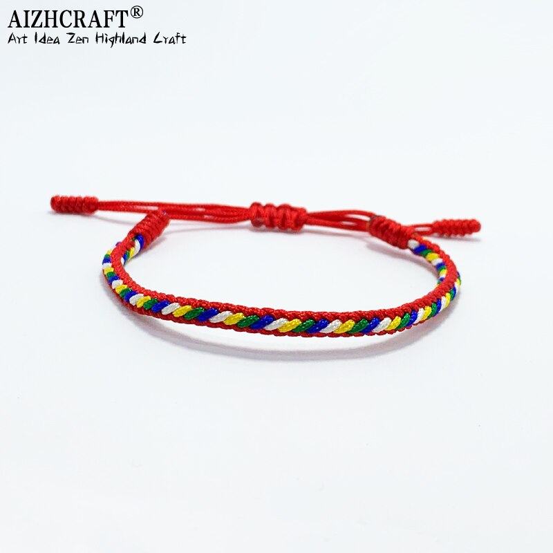 Aizhcraft 6 Kleuren Boeddhistische Liefde Lucky Charm Tibetaanse Armbanden & Armbanden Voor Vrouwen Mannen Handgemaakte Sieraden Shambhala Himalaya: Red 2