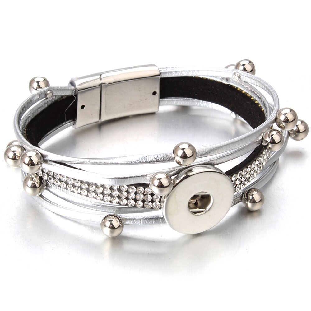 Bracelet en cuir fait à la main, boutons pression de 18mm, Punk, DIY, fabrication de bijoux: 29