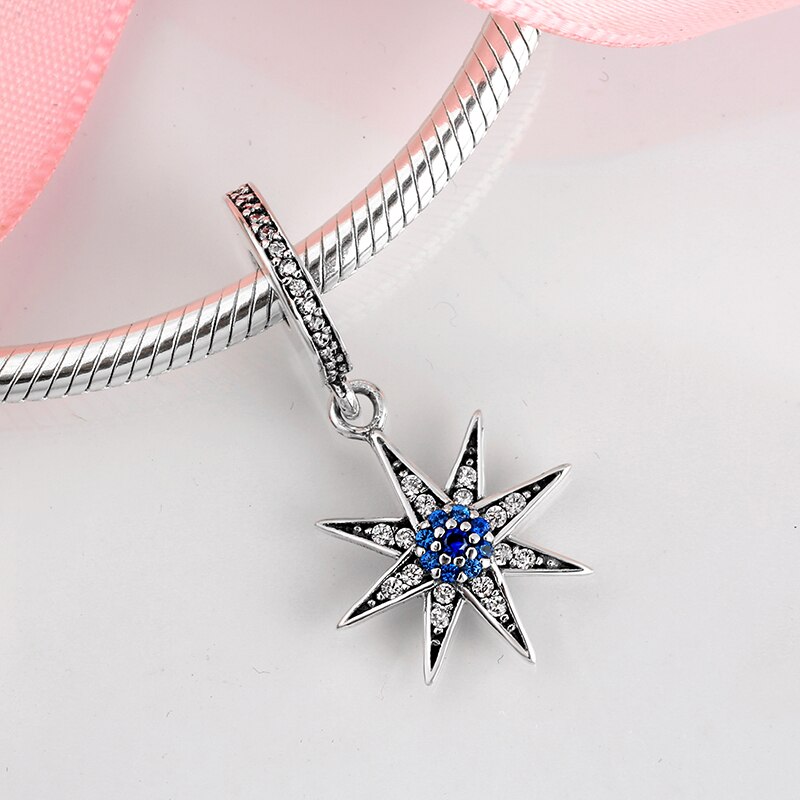 925 sterlina d'argento Pendenti E Ciondoli blu otto A stella Pendenti con Gemme E Perle accessori di moda i braccialetti delle donne alla moda 2018