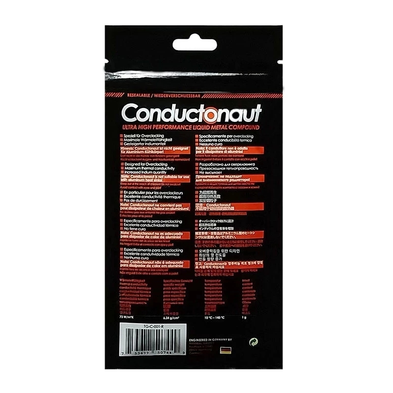 Thermische Grizzly Conductonaut 73W/mk CPU GPU Kühlung thermische fett Computer Kühler AMD Intel Prozessor Flüssigkeit Gold Flüssigkeit metall