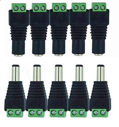 Dc-voedingsstekker, mannelijke stekker + vrouwelijke 2.1 x 5.5mm dc-stekkeradapter, dc-stekker voor ledstrip of cctv-camera