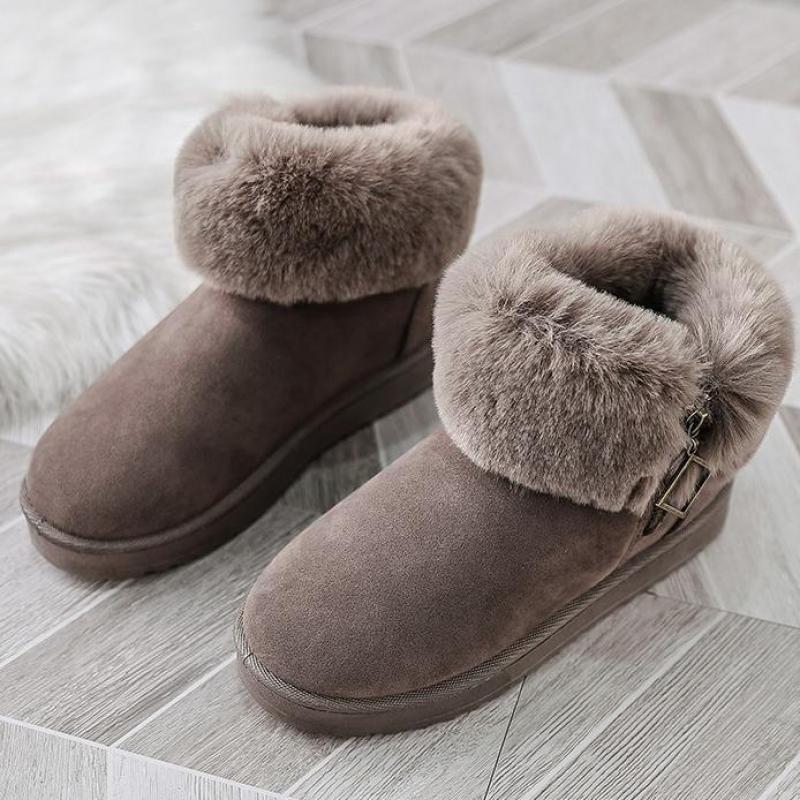 Süße Kurzen Schnee Stiefel Natürliche Winter Stiefeletten Frauen Winter Schuhe Runde Kappe Reißverschluss Zapatos De Mujer Winter Schuhe Frauen