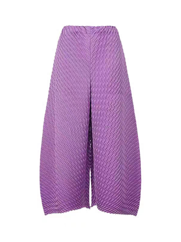 Miyake Pantalones plisados de color sólido 2025 Primavera y novedad de verano Pantalones sueltos casuales de gran tamaño para ir al trabajo: Fucsia