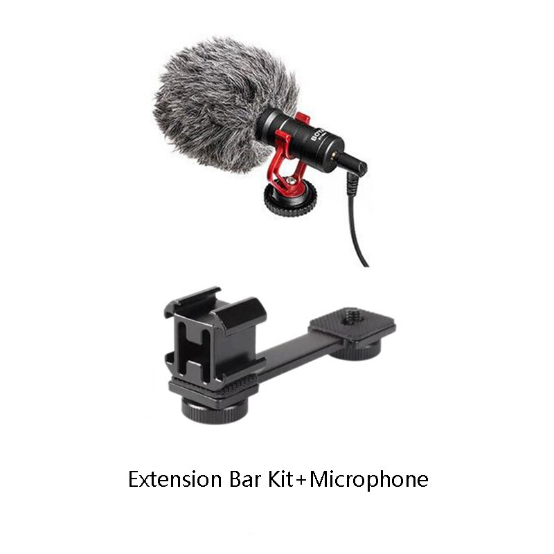 Placa de luz de Flash para Gopro 9 8 7 Osmo Pocket 2 Zhiyun, soporte Triple de zapata fría, accesorios de cardán de barra de extensión lisa: Bar Kit Microphone