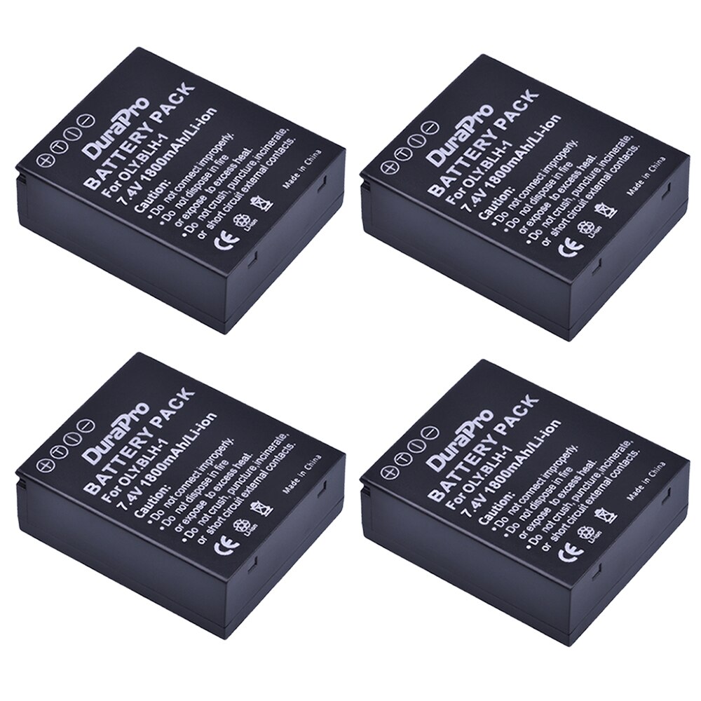 1800mAh BLH-1 BLH1 Battery with Charger for Olympus E-M1 Mark II, E-M1X, E-M1 Mark III Camera: 4x Battery