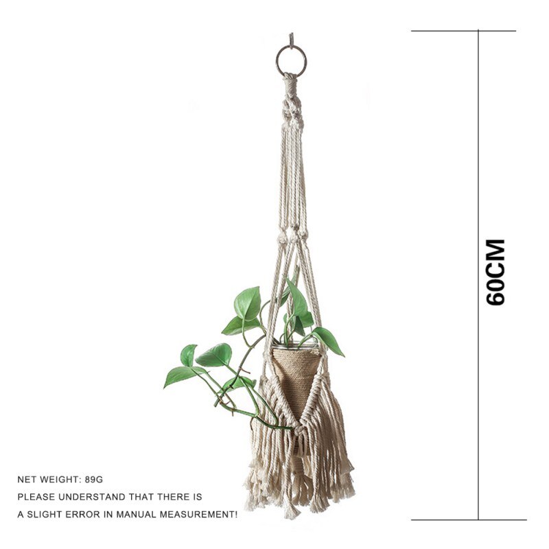M Hanging Baskets Bohemia Woven Cotton Rope Hanging Basket Wall Mounted Flower Pot Accessories Indoor Garden Supplies: 3