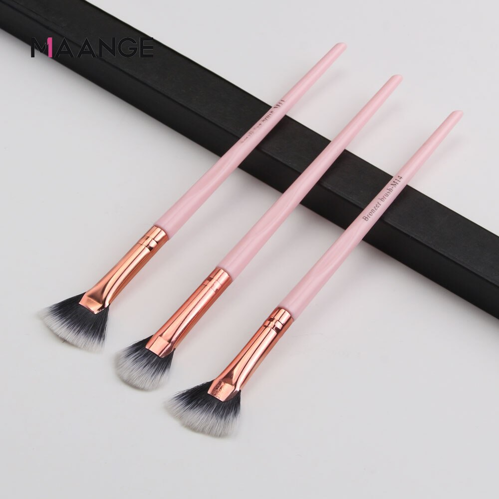 MAANGE – ensemble de pinceaux de maquillage Pro, 3/5/12 pièces, ombre à paupières, Eyeliner, brosse à sourcils, outils de mélange de beauté: 3pcs Pink