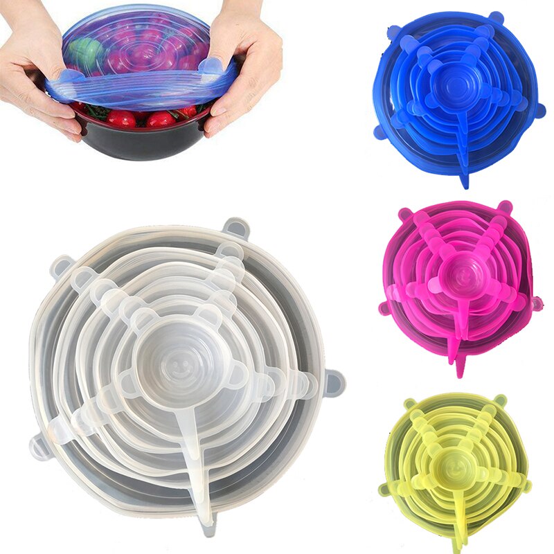 6 pièces/ensemble couvercle en Silicone alimentaire couvercles en Silicone universels, pour ustensiles de cuisine bol réutilisable couvercles extensibles accessoires de cuisine couvercle de bol