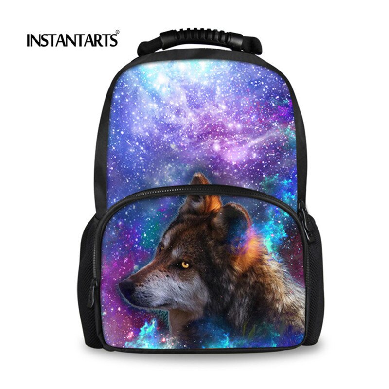 INSTANTARTS 3D Animal Wolf Lion Printing Backpack for Men Travel Laptop College Student Bagpack Universe Space Galaxy School Bag: CC3198A