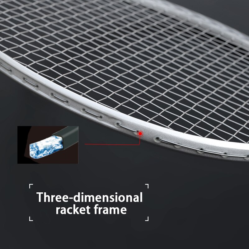 Carbon Badminton Rackets Padel Super Light 5U Racket With Strings Bags Carbon Fiber Racquet Strung Free Grip