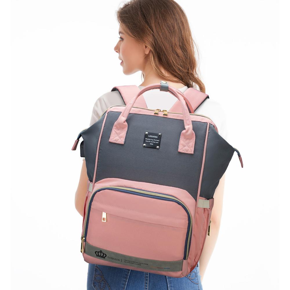 Lequeen Nappy Backpack Bag Mummy Large Capacity Bag Mom Baby Multi-function Waterproof Outdoor Travel Diaper Bags For Baby Care