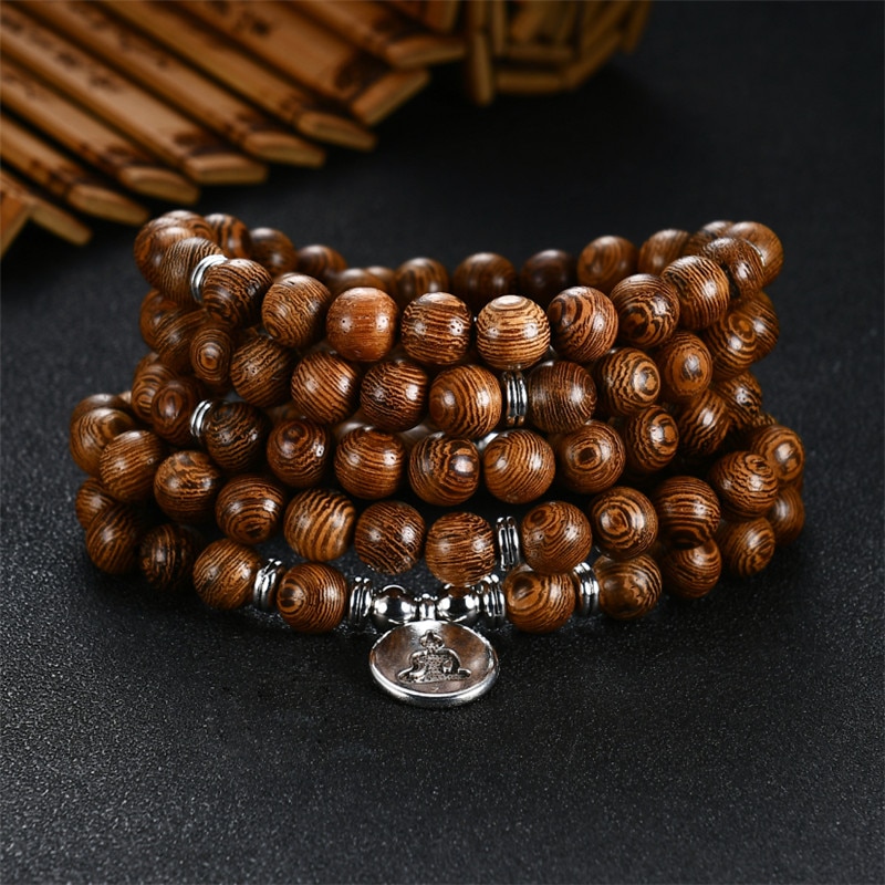 Wwlb prijs natuurlijke sandelhout mannen om lotus sieraden gebed pulsera hombre houten kralen rozenkrans armband voor vrouwen