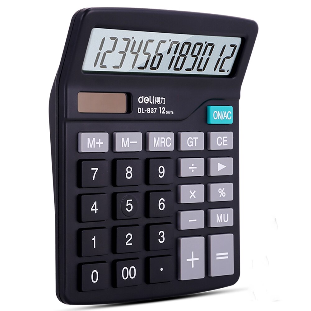 Deli Calculator 12 Digits Display Dual Power Supply Portable Desktop Calculator For Office School Business Accounting Tool Use