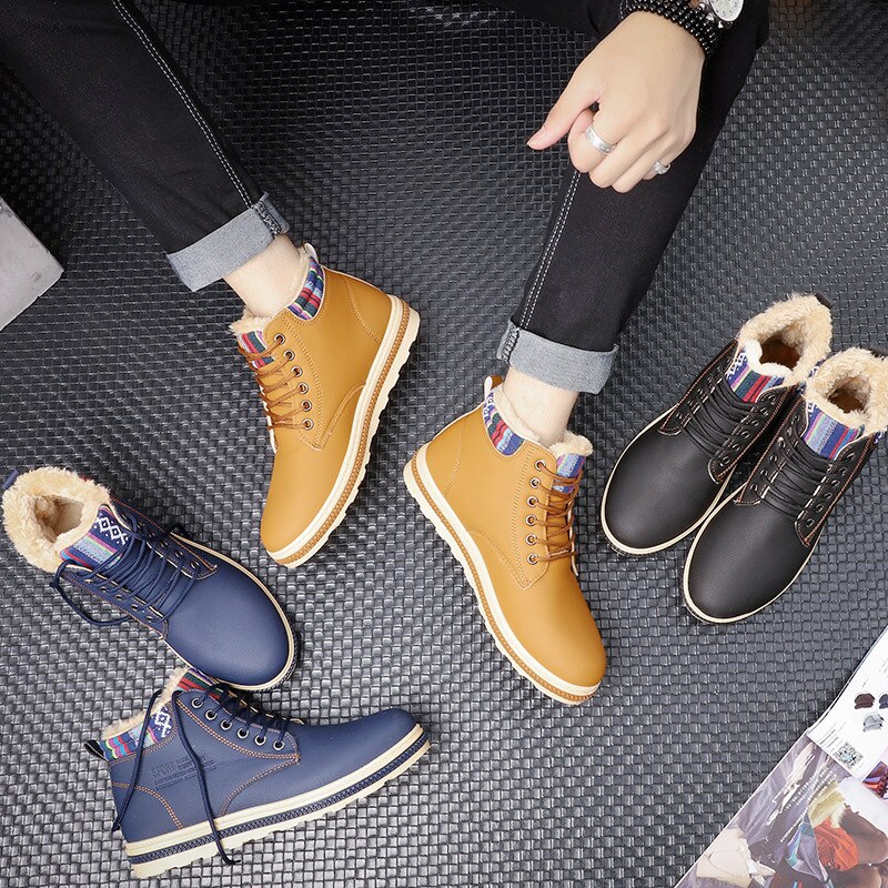 Winter heren laarzen hoge outdoor beweging laarzen warm houden chelsea boots sneakers heren zwart blauw kaki herenschoenen werklaarzen
