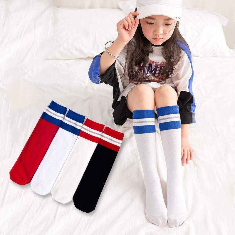 Baby Mädchen Knie Hohe Socken freundlicher jungen Streifen Baumwolle Sport Socken für Mädchen Nette Lange Röhre Socken freundlicher Bein Wärmer socken