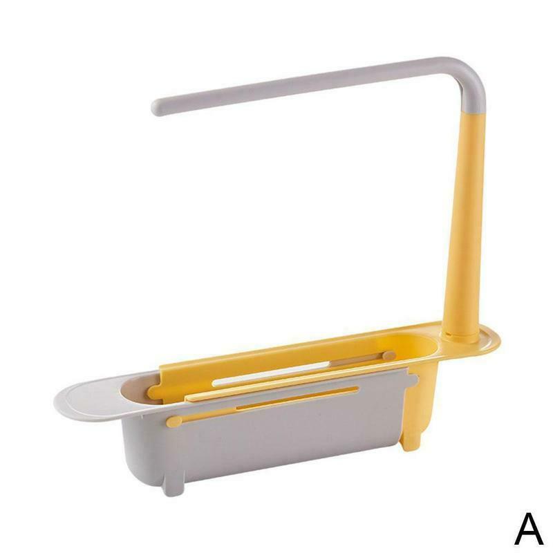 Kitchen Sink Drain Rack Telescopic Sink Shelf Sinks Organizer Soap Sponge Holder Storage Basket Kitchen Gadgets Accessories Tool: Orange