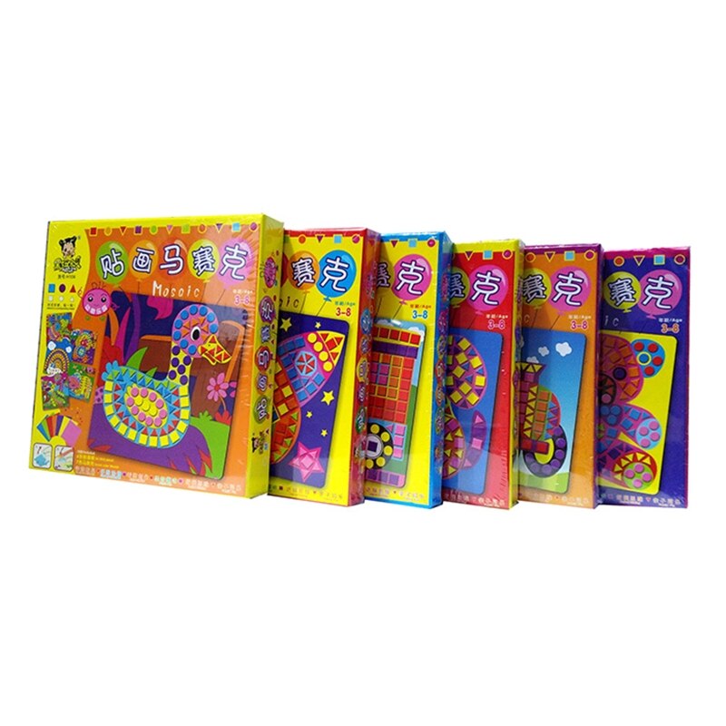 Mosaicos adhesivos 3D de goma EVA para niños, juguetes educativos portátiles hechos de papel duradero, pegatina de espuma artesanal de dibujos animados, 6,69x6,69 pulgadas, 85DE