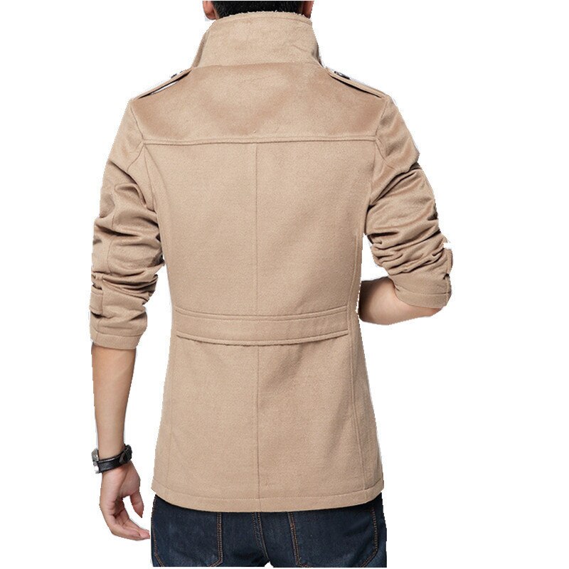 Manteau d'hiver noir pour hommes, manteau épais à manches longues, grande taille, coupe-vent vêtement d'extérieur en laine mélangé 3xl 4xl