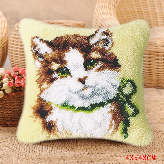 Foamiran-oreiller brodé chat | Pour le Kit de travail, knooppakket kussen smyarthop kussen pakket, boutons de coussin